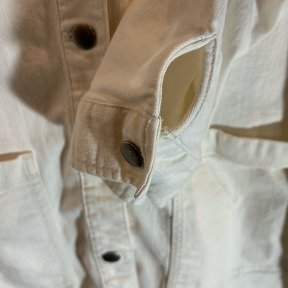 EILEEN FISHER Sz L Shirt Jacket Silver Toned Buttons Patch Pockets Unlined - Picture 9 of 14